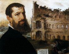 Копия картины "self-portrait of the painter with the colosseum in the background" художника "ван хемскерк мартен"