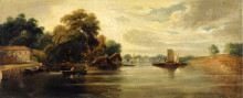 Копия картины "a view of the thames looking towards battersea" художника "варли джон"