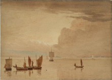 Копия картины "sea-piece with fishing boats in a calm none" художника "варли джон"