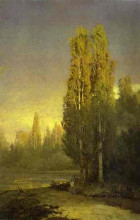 Репродукция картины "poplars lit by the sun" художника "васильев фёдор"