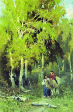 Репродукция картины "дорога в березовом лесу" художника "васильев фёдор"