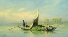 Репродукция картины "крестьянская семья в лодке" художника "васильев фёдор"