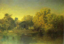 Репродукция картины "pond at the sunset" художника "васильев фёдор"