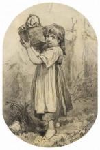 Репродукция картины "girl with a bast basket" художника "васнецов виктор"