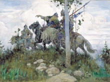 Репродукция картины "mounted knights" художника "васнецов виктор"
