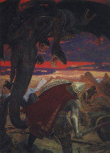 Репродукция картины "fight dobrynya nikitich with seven headed serpent hydra" художника "васнецов виктор"