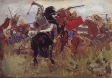 Репродукция картины "battle of the scythians with the slavs (sketch)" художника "васнецов виктор"