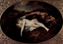 Картина "nymph and satyr, or jupiter and antiope" художника "ватто антуан"