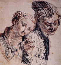 Репродукция картины "sketch with two figures" художника "ватто антуан"