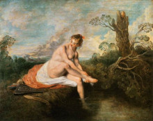 Картина "diana at her bath" художника "ватто антуан"