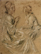 Копия картины "two seated women" художника "ватто антуан"