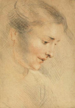 Картина "study of a woman&#39;s head" художника "ватто антуан"