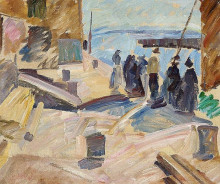 Копия картины "the arrival of the mail boat, christians&#248; (study)" художника "вейе эдвард"