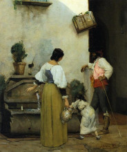 Репродукция картины "at the water trough" художника "вейр джулиан олден"