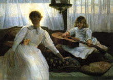 Копия картины "idle hours" художника "вейр джулиан олден"