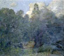 Репродукция картины "landscape with stone wall, windham" художника "вейр джулиан олден"