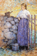 Копия картины "girl standing by a gate" художника "вейр джулиан олден"