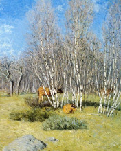 Репродукция картины "the birches" художника "вейр джулиан олден"