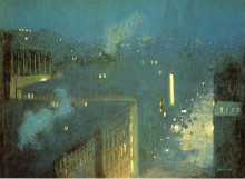 Картина "the bridge nocturne aka nocturne queensboro bridge" художника "вейр джулиан олден"