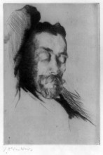 Картина "drypoint portrait of american painter theodore robinson" художника "вейр джулиан олден"