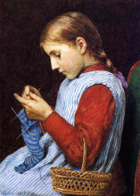 Картина "girl knitting" художника "вейр джулиан олден"