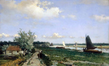 Репродукция картины "canal at rijswijk" художника "вейсенбрух иохан хендрик"
