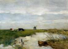 Копия картины "dutch polder landscape" художника "вейсенбрух иохан хендрик"