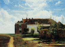 Репродукция картины "farm beside canal in polder" художника "вейсенбрух иохан хендрик"