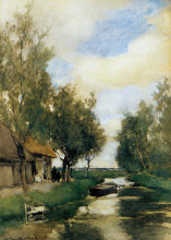 Репродукция картины "farm on polder canal" художника "вейсенбрух иохан хендрик"