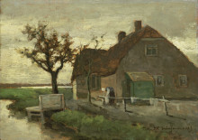 Репродукция картины "farmhouse on a canal" художника "вейсенбрух иохан хендрик"