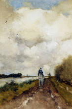 Репродукция картины "horseman on path near noorden" художника "вейсенбрух иохан хендрик"