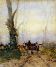 Копия картины "man on a cart in wood" художника "вейсенбрух иохан хендрик"
