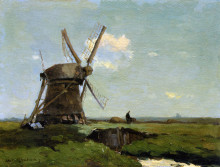 Картина "mill in landscape" художника "вейсенбрух иохан хендрик"