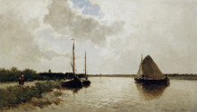 Копия картины "ships on canal" художника "вейсенбрух иохан хендрик"
