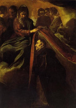 Репродукция картины "the virgin appearing to st ildephonsus and giving him a robe" художника "веласкес диего"