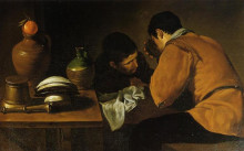 Репродукция картины "two young men eating at a humble table" художника "веласкес диего"