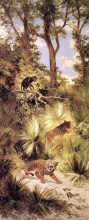 Репродукция картины "flora y fauna del periodo cuaternario plio-pleistoceno" художника "веласко хосе мария"