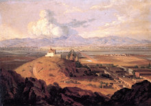 Репродукция картины "vistas del valle de m&#233;xico" художника "веласко хосе мария"