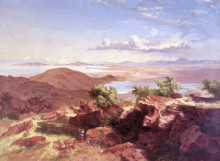 Репродукция картины "valle de m&#233;xico desde el cerro de santa isabel" художника "веласко хосе мария"