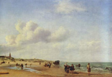 Копия картины "the beach at scheveningen" художника "вельде адриан ван де"