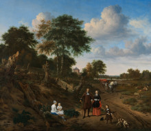 Репродукция картины "portrait of a couple with two children and a nursemaid in a landscape" художника "вельде адриан ван де"