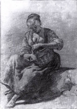 Картина "seated woman" художника "вельде адриан ван де"