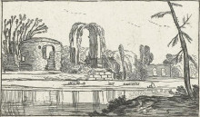 Картина "ancient ruins by a river" художника "вельде эсайас ван де"
