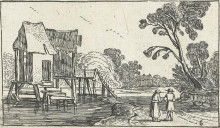 Копия картины "path along a river with building on stilts" художника "вельде эсайас ван де"