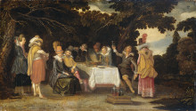 Копия картины "elegant company dining in the open air" художника "вельде эсайас ван де"