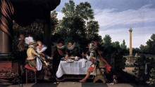 Репродукция картины "merry company banqueting on a terrace" художника "вельде эсайас ван де"