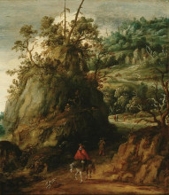 Копия картины "mountainous landscape with traveller" художника "вельде эсайас ван де"