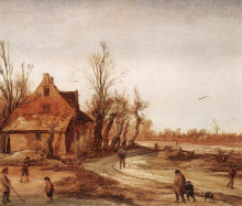 Репродукция картины "winter landscape" художника "вельде эсайас ван де"