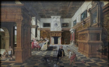 Картина "hall with the parable of lazarus and the rich man (luke 16, 19 21)" художника "вельде эсайас ван де"