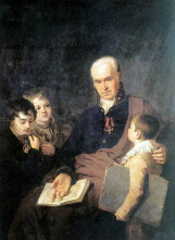Репродукция картины "portrait of k. i. golovachevsky and the younger pupils of the academy" художника "венецианов алексей"
